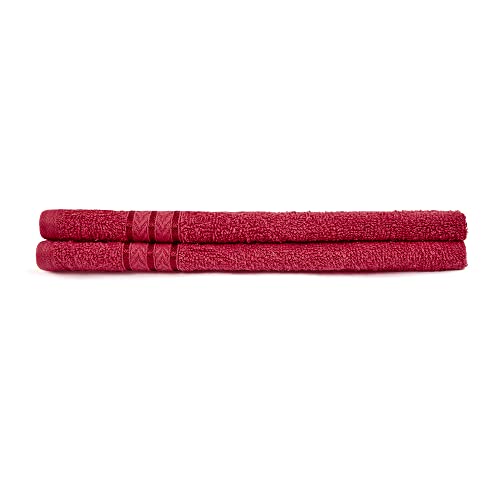 Image of Layers 100% Cotton Hand Towel, 400 GSM (Ruby Red, Solid Pattern) Tuscany Collection, Light Weight, Zero Twist, Moisture Absorbent, Quick Dry Towel, Bathroom Accessories (Pack of 2)