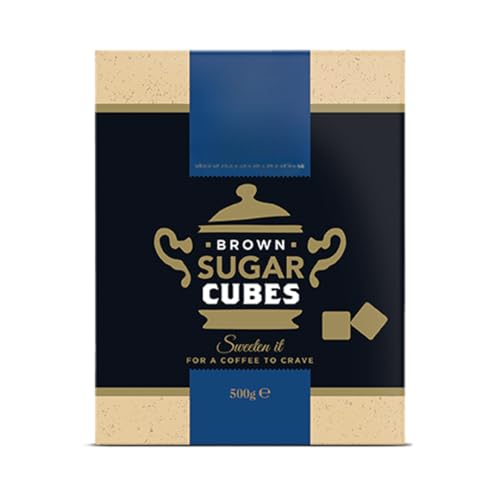 Brown Sugar Cubes 500g Kosher Certified Fairtrade Cane Sugar Cubes - Perfect for Coffee Tea & Hot Drinks - Sustainable & Ethically Sourced