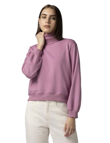 Image of FYLTR Women's Drop Shoulder Boxy Fit Sweatshirt with Turtle Neck & Balloon Sleeve | Sweatshirts for Women | Winter Sweatshirts for Woman | Casual T-Shrit