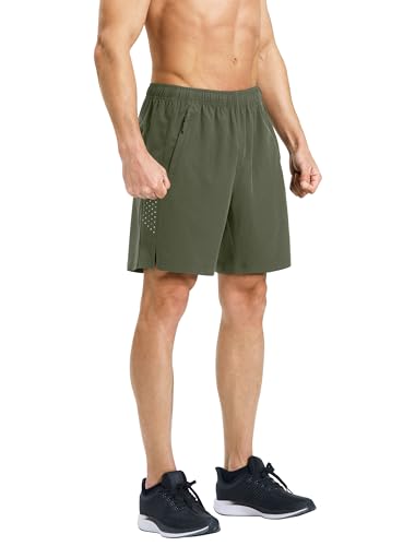 Image of Men's Running Athletic Shorts 7 Inch Quick Dry Lightweight Workout Gym Tennis Shorts 3 Zipper Pockets