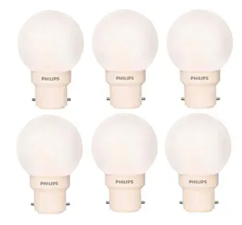 PHILIPS 0.5W B22 LED Cool White Bulb, Pack of 6 (Deco Mini)