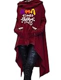 Rfecccy Women's I Small Children Letters Festival Tunic High Collar Long Sleeve Pullover Irregular Hoodies Red