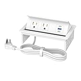 Table Power Outlet Hub PD20W USB-C Fast Charging Station, Recessed Outlet with 2AC Outlets and USB Ports for Conference Room Kitchen Countertop, White