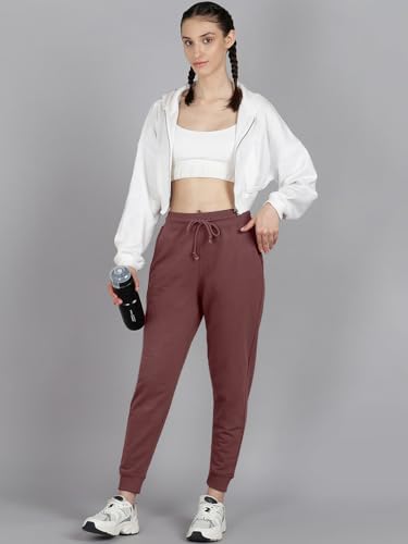 Image of Vogaan Women's Cotton Blend Regular Fit Track Pants | Drawstring Waist Solid Joggers | Super Combed Casual Joggers for Running & Gym