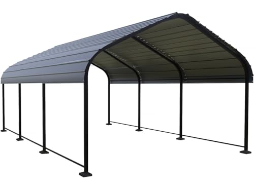 Carport abri de Voiture en métal Phoenix - 13,5 m² - Gris