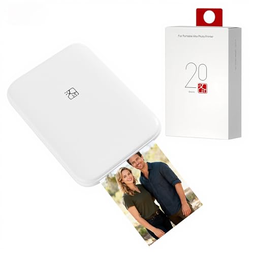 KENTO MAX Mini Portable Instant Photo Printer - Bluetooth 5.0, Works with iOS & Android (Printer+with 20 Sheets of 2 x 3 in Zink Photo Paper)