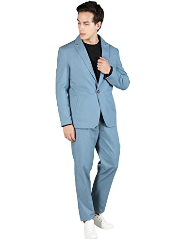 Image of CHKOKKO Men Solid Slim Fit Notched Lapel Single Breasted Formal Blazer