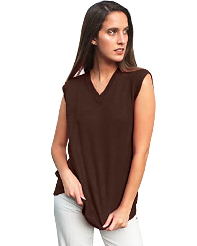 Image of TINKUY Peru Women's Alpaca Wool V-Neck Sweater Vest - Soft Knitted Pullover - Authentic Peruvian Wool - Sizes S-2XL