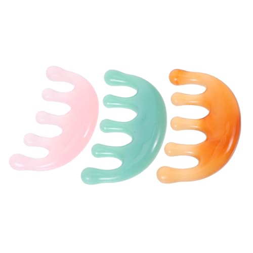Healeved 3 Stück Resin Kopfhaut Massagekamm Fünf-zapfiger Handlicher Kopfkratzer zur Stressreduktion Sanfte Gua Sha Technik für Gesundes Haar und Entspannende Kopfhautmassage