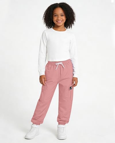 Image of Betusline Girls Fall Winter Clothing Sets, Long Sleeve Crop Top & Cargo Jogger Pants 2 Piece Outfit Sets,4T-14Y