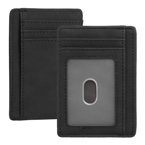 Compact Slim Minimalist Front Pocket RFID Blocking Wallet for Men and Women Leather Card Holder Wallet