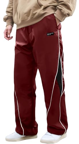 SEAUR Men's Y2k Baggy Sweatpants Parachute Pants Wide Leg Striped Track Pants Casual Cool Streetwear