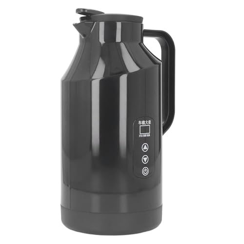 Jauarta Car Electric Kettle Hot Water Boiler 200W 1500ml 12V 24V Stainless Steel Display with Cigarette Lighter Plug for Travel