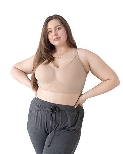 Kindred Bravely Simply Sublime Busty Seamless Nursing Bra for F, G, H, I Cup | Wireless Maternity Bra (Beige, X-Large-Busty)