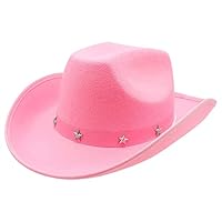 Pink Cowboy Hats - Pack of 1 - Hat Star-Studded Cowboy Hat Cowgirl Hats Wild West Fancy Dress Accessory