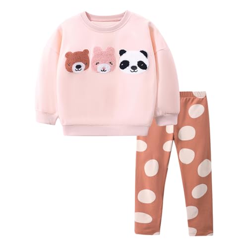 Image of Little Girls Clothes Sets - Cute Sweatshirts Top Shirt & Leggings 2 Piece Kids Fall Winter Outfits Toddler Clothing