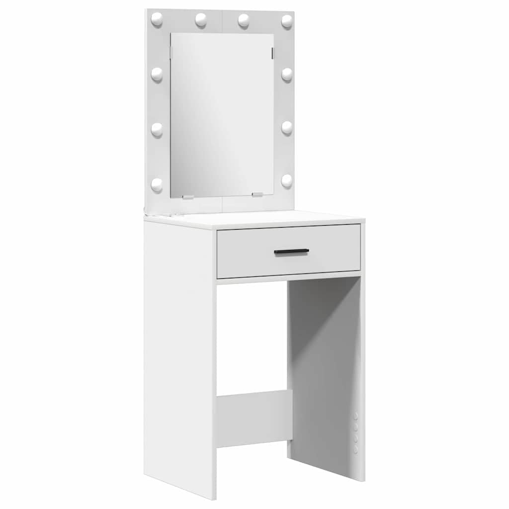 Schminktisch 3-teilig Weiß Holzwerkstoff mit LED-Spiegelbeleuchtung und viel Stauraum für moderne Schlafzimmer, Frisiertisch, Kosmetiktisch, Make-up-Tisch, Organizer, stilvoll und funktional