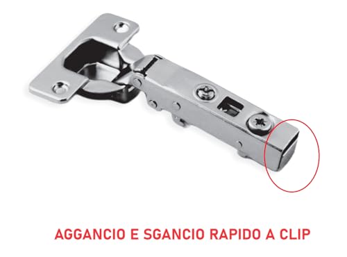 Bricoleva.it Kit of 2 Cushioned Hinges - Soft Closing, Adjustable Base, Alloy Steel, Contemporary Style, White, Unfinished - Image 4