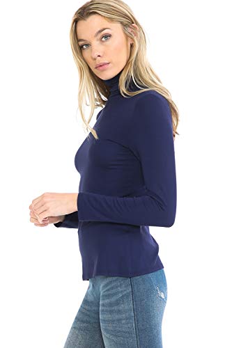 Image of Women's Lightweight Long Sleeve Turtleneck Top Pullover Sweater (S-3XL)