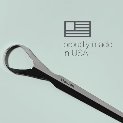 Image of Davids Tongue Scraper for Adults and Kids, 100% Medical Grade Professional Stainless Steel Tongue Scraper, Made in USA (Pack of 2)