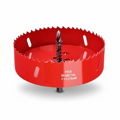 5 Inch Hole Saw with Arbor 127mm Bi-Metal Hole Cutter for Metal Wood & Plastic Smooth Flat Cutting Edge & Fast Chip Removal