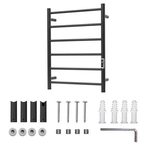 BLARALA Heated Towel Racks for Bathroom, Wall Mounted Electric Towel Warmer Racks with Timer & Temperature Control, 6 Bar Stainless Steel Towel Heater for Bathroom, Black, Plug-in by BLARALA - Image 7