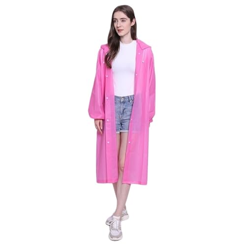 AYWTIUN Chubasquero for Hombre y Mujer, Ropa Impermeable Gruesa, Poncho Reutilizable for Acampar for Adultos, Impermeable EVA para los días de Lluvia(Pink)