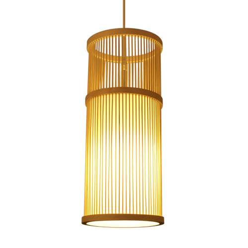 Plafonnier suspendu en cage de bambou et rotin, art de la table de style chinois
