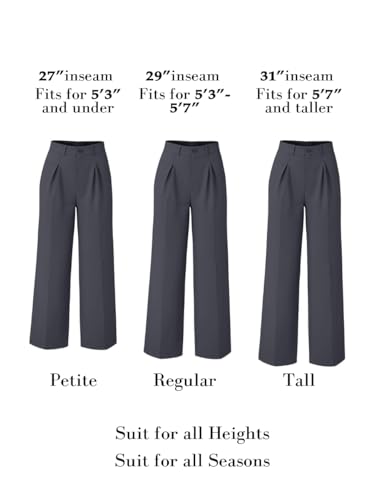 Women Wide Leg High Waisted Flowy Dress Pants Workout Casual Trousers Dark Grey4