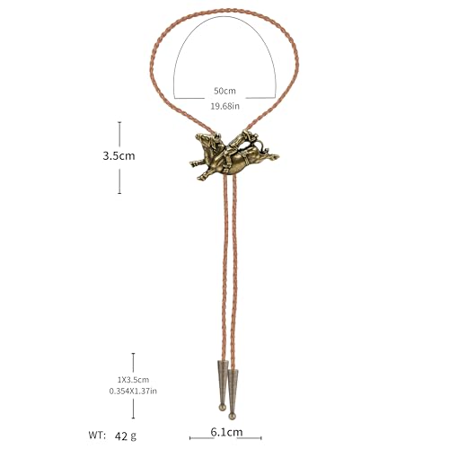 Image of Jeilwiy Bolo Tie for Men Western Cowboy Tie Necklace Gold Bolo Tie Leather Necktie Halloween Tie Accessories for Women