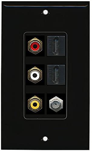 Riteav - 1 RCA bianco per Subwoofer audio Port parete piastra decorativa Stainless Steel/Gray