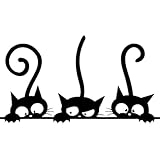 Three Cats Vinyl Decal Black - Sticker for Laptop Car Truck Van Wall Art