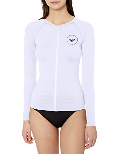 Roxy Women's Essentials Zip-up Rashguard, Bright White, S
