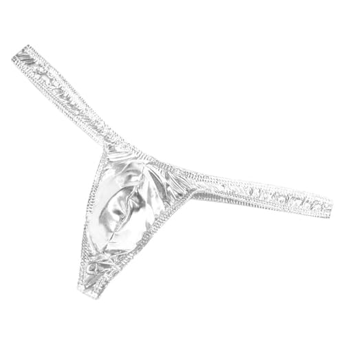 Men's Faux Leather G-string Thongs Patent Leather Underwear Jockstrap PU Leather Flying Bird T-shaped Panties