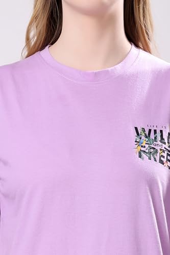 Image of London Hills Women's Cotton Oversized Fit Tshirt |Printed Oversized t Shirts Longline Drop Shoulder Boho Style T-Shirt