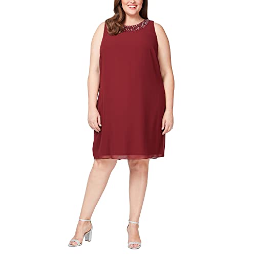 Image of S.L. Fashions Women's Plus Size Chiffon Tier Jacket Dress with Beading Detail