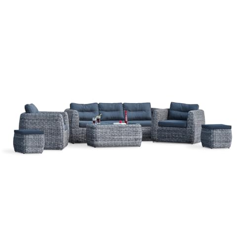 Paris Prix Salon de Jardin 7 Places Bahamas 220cm Gris Anthracite