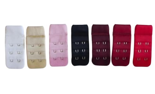 Image of NEO SMART Women's Bra Extender Set (Pack of 7) Multi-Color (White, Black, Skin, Pink, Maroon, Red, Wine), 2X3 Hook and Eye