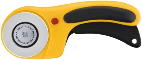 OLFA 60mm Ergonomic Rotary Cutter (RTY-3/DX) - Rotary Fabric Cutter w/Blade Cover & Squeeze Trigger for Quilting, Sewing, Crafts, Replacement Blade: OLFA RB60-1