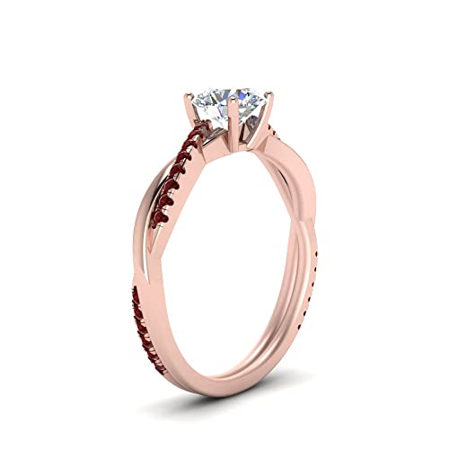 Image of 55Carat Choose Your Gemstone 18k Rose Gold Plated Infinity Twist Ring Crystal Round Shape Side Stone Wedding Valentine Wear Promise Ring with Pave Setting for Women Size US 4 to 12