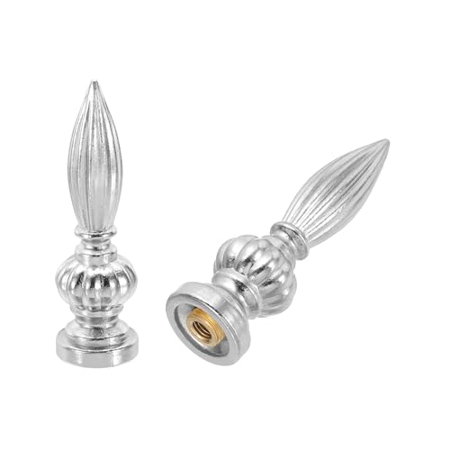 Image of PATIKIL 25x80mm Lamp Shade Finial, 2 Pcs Lamp Finials Caps Knob M10x1mm Threaded Alloy Solid Lamp Finial Decoration for Lamp Shade Table Floor Lamps, Silver Tone