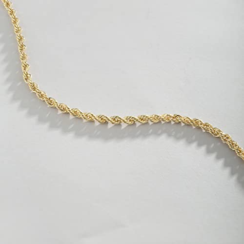 Gelin Rope Bracelet in 14K Solid Gold | Diamond-Cut Braided Rope Chain | 14k Gold Bracelet Stack for Women | 14k Real Gold Jewelry, 6-7 inch, Adjustable3