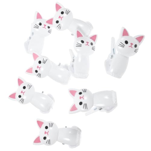 Healeved Lot de 8 Pinces à Sachets de Chat Blanches Clips de Fermeture Réutilisables pour Paquet Alimentaires Clips Pratiques pour Paquet de Chips et Conservation Fraîcheur Multi-Usages