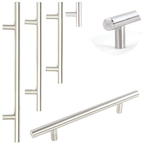 Dihl Pack of 10 Modern Silver 128mm Centre-to-Centre T-Bar Kitchen Handle, 200mm Overall Length