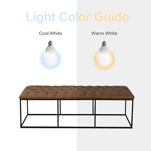Image of HomePop 58 inch Large Upholstered Bench - Light Brown PU Leather