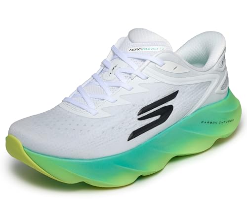 Skechers Men's Aero Burst Slip Ins Running Trainer, White/Multi, 9.5 UK