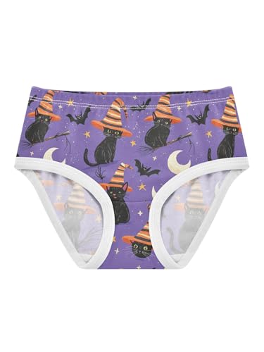 ZZKKO Halloween Black Cat Bat Girls Underwear Toddler Panties for Girls Comfort Brief Size 2T
