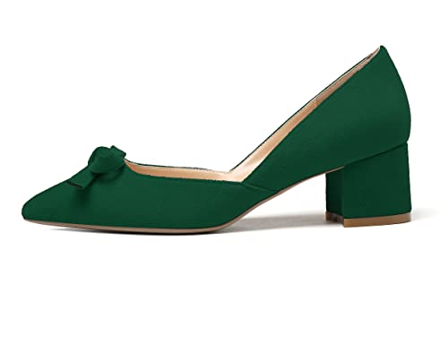 Soireelady Womens D'Orsay Shoes Low Heel with Bow tie 2Inch Block Heels Pointed Toe Pumps Womens Party Dress Shoes2