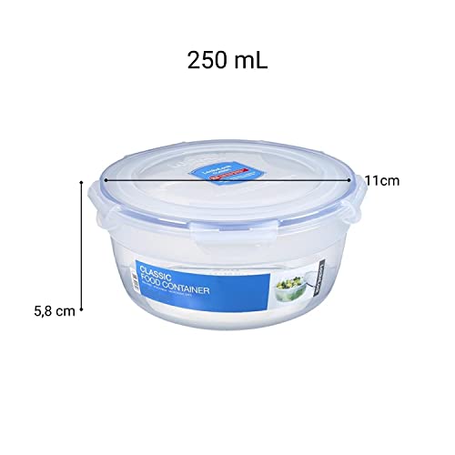 Kit Jogo 4 potes hermético redondo porta papinha bebê sem BPA freezer micro ondas Lock&Lock 250mL