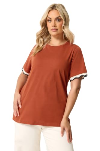 Image of Yours Curve Metallic Crochet Trim T-Shirt - Women's - Plus Size Curve